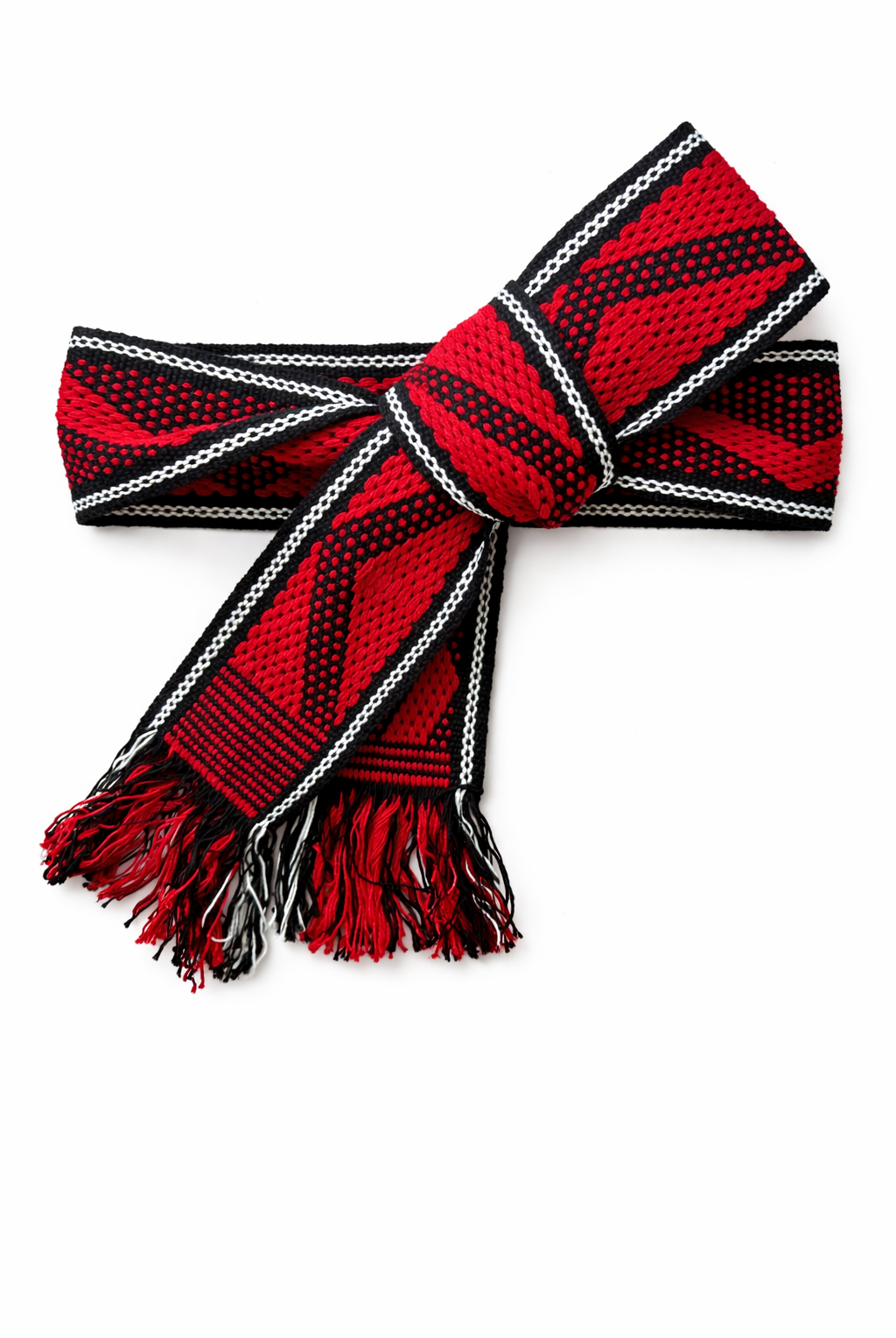 Ahida Correale Cinto 18 belt in crimson & black — handwoven cotton by artisans in San Juan Colorado, Oaxaca