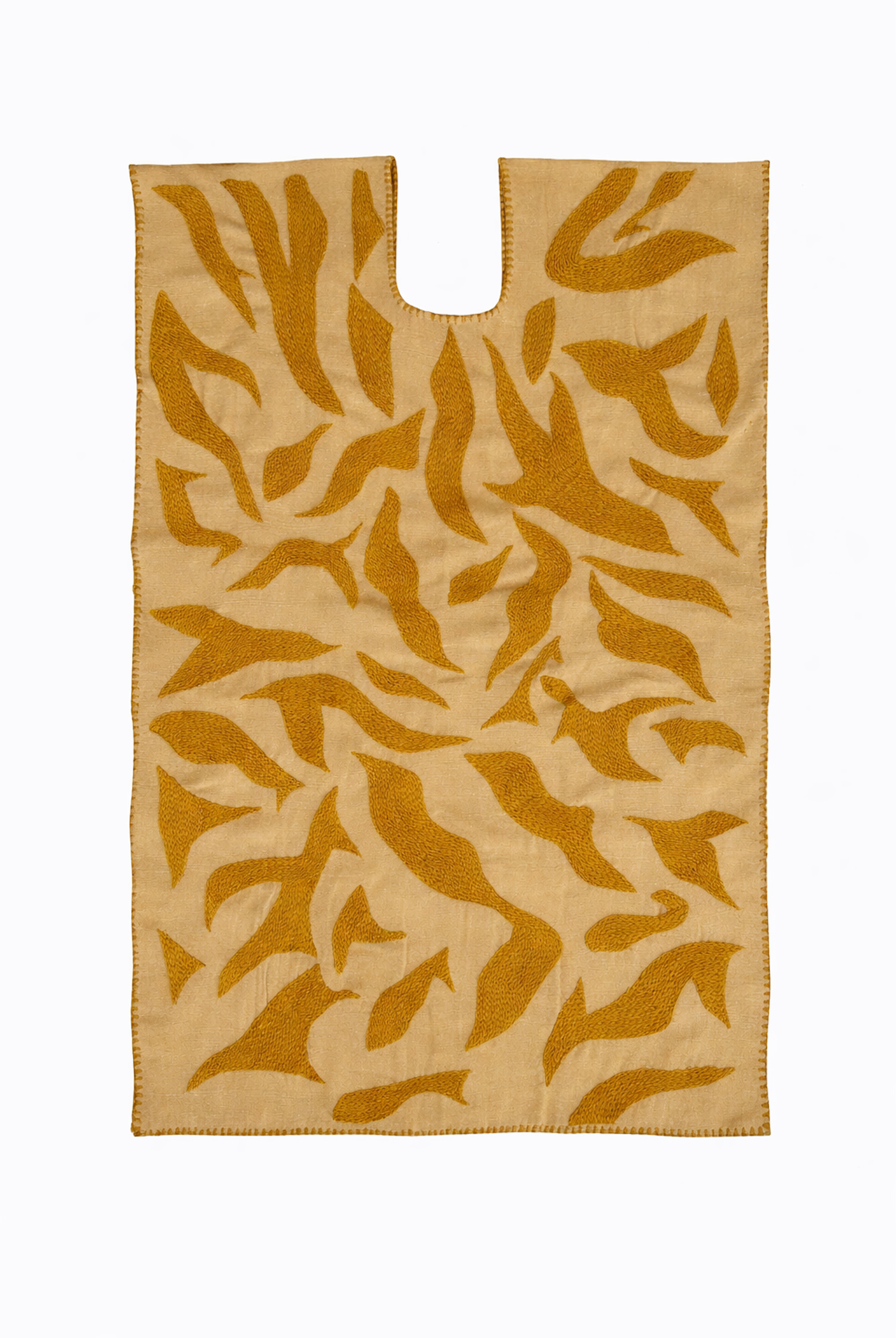 Ahida Correale Número 10 Mini kaftan in mustard / tan — handwoven cotton by artisans in San Juan Colorado, Oaxaca