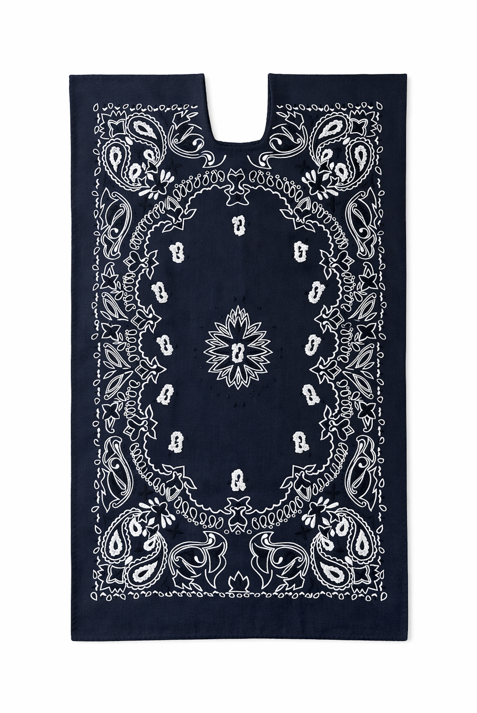 Ahida Correale Número 23 Midi kaftan in Navy & Ivory — handwoven cotton by artisans in San Juan Colorado, Oaxaca