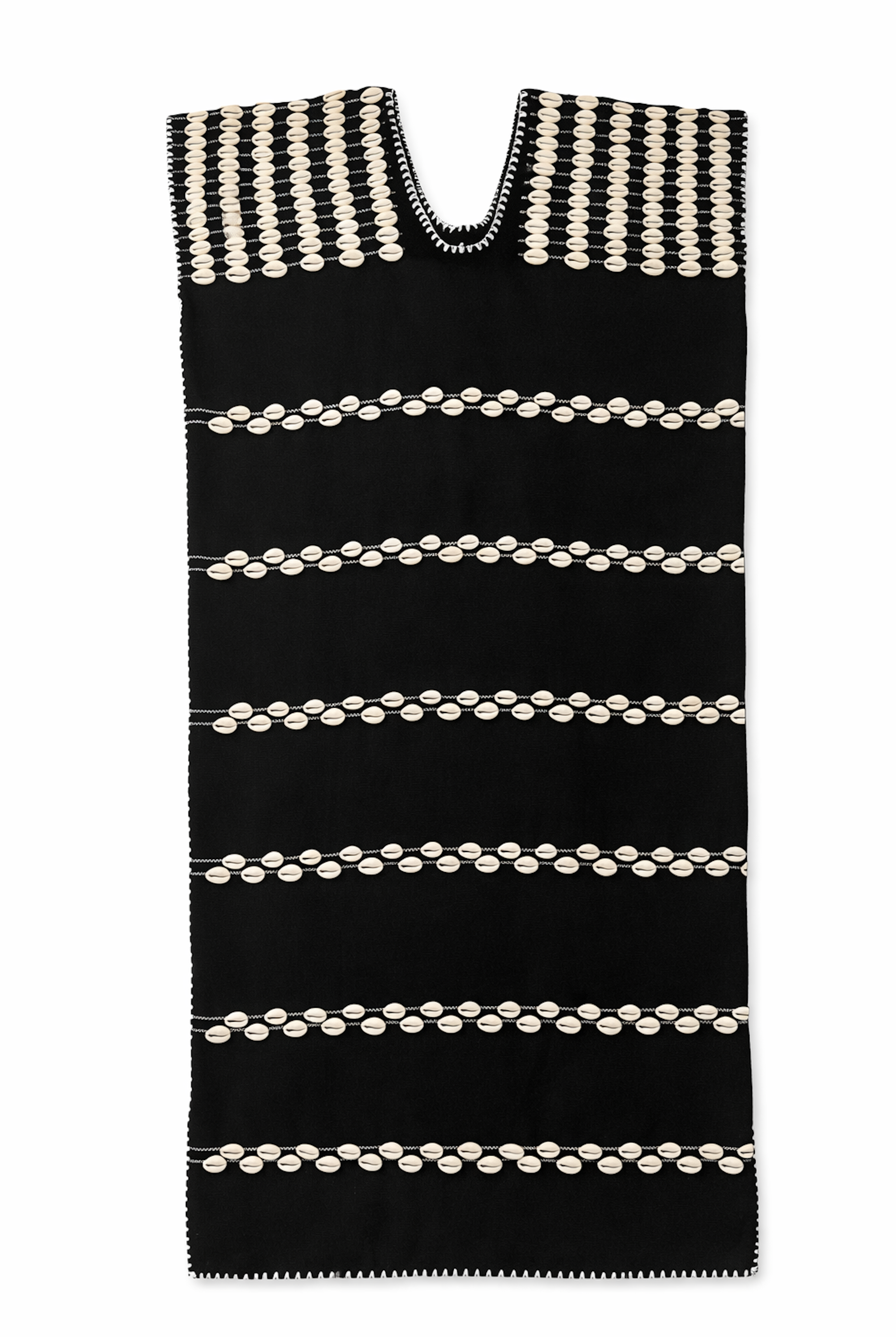 Ahida Correale Número 27 Midi kaftan in Black & Ivory — handwoven cotton by artisans in San Juan Colorado, Oaxaca