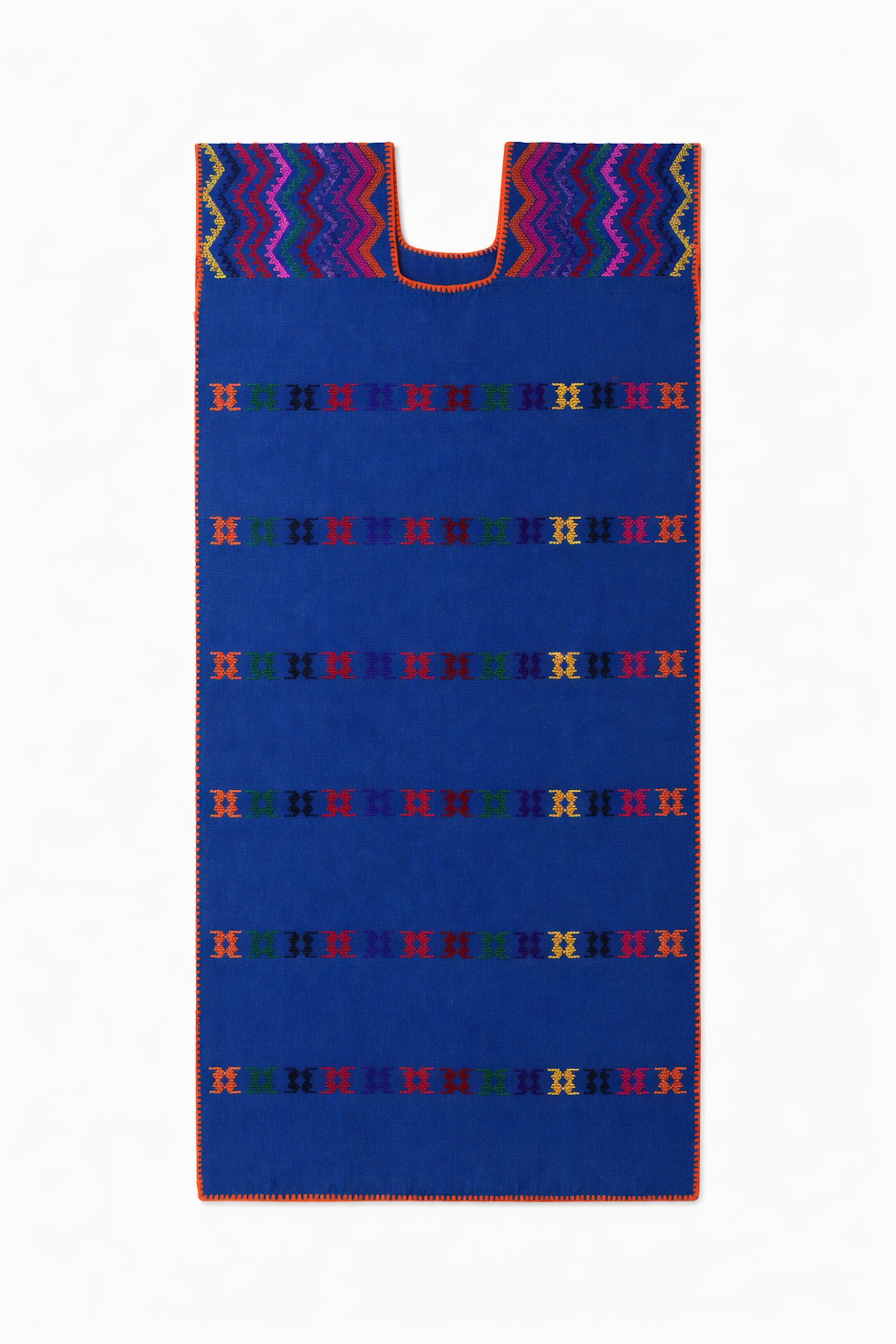 Ahida Correale Número 33 Midi kaftan in royal blue / multi — handwoven cotton by artisans in San Juan Colorado, Oaxaca