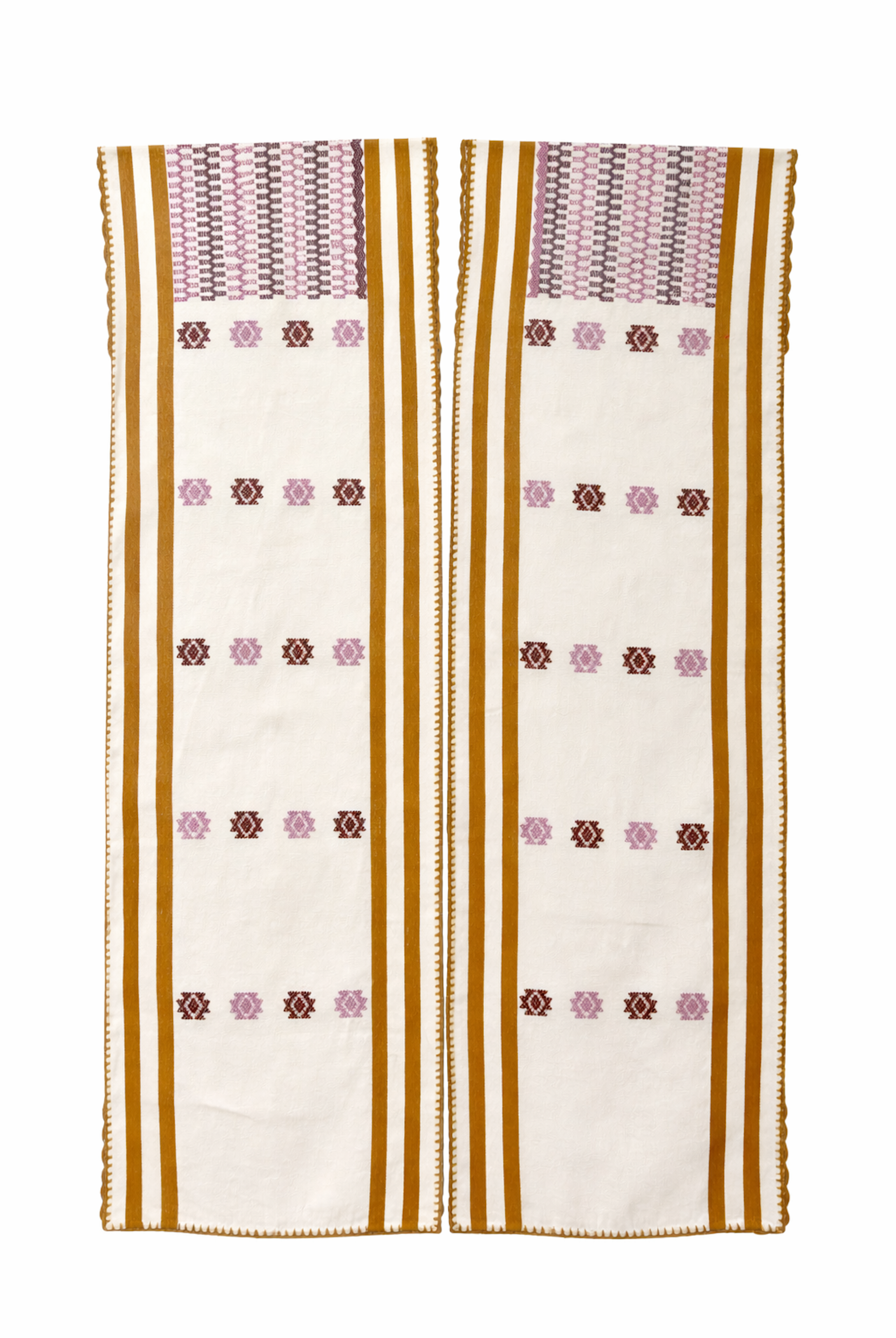 Ahida Correale Número 45 Maxi kaftan in Cream & Ochre — handwoven cotton by artisans in San Juan Colorado, Oaxaca