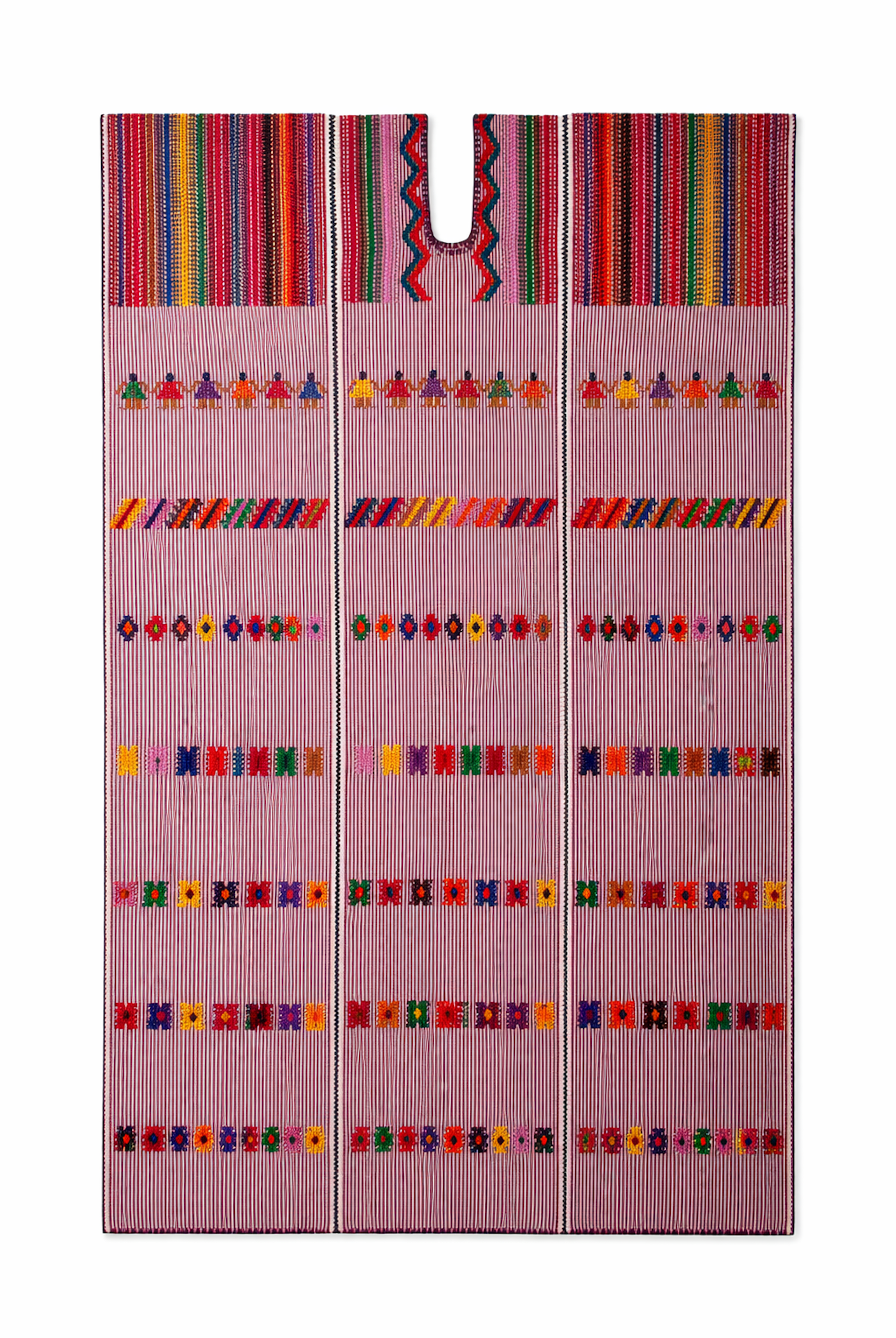 Ahida Correale Número 46 Maxi kaftan in red stripe / multi — handwoven cotton by artisans in San Juan Colorado, Oaxaca