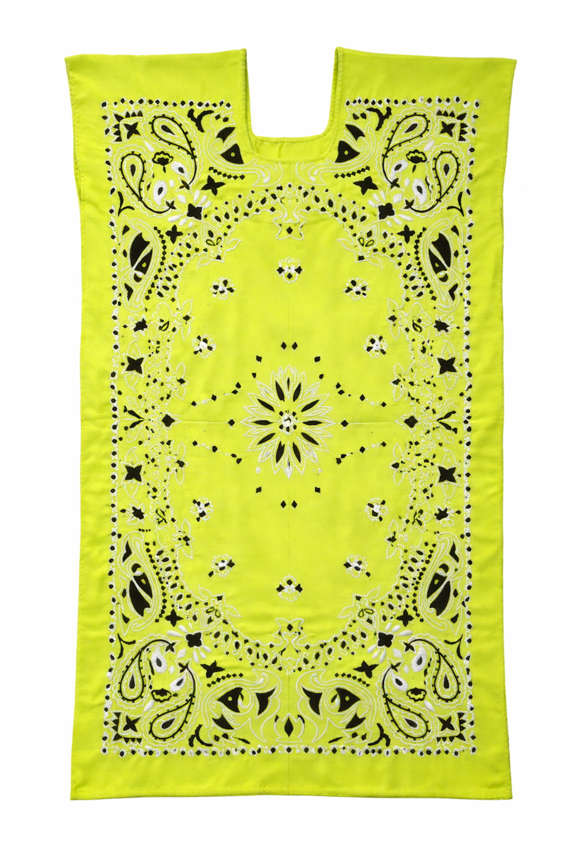 Ahida Correale Número 5 Mini kaftan in Neon Green — handwoven cotton by artisans in San Juan Colorado, Oaxaca