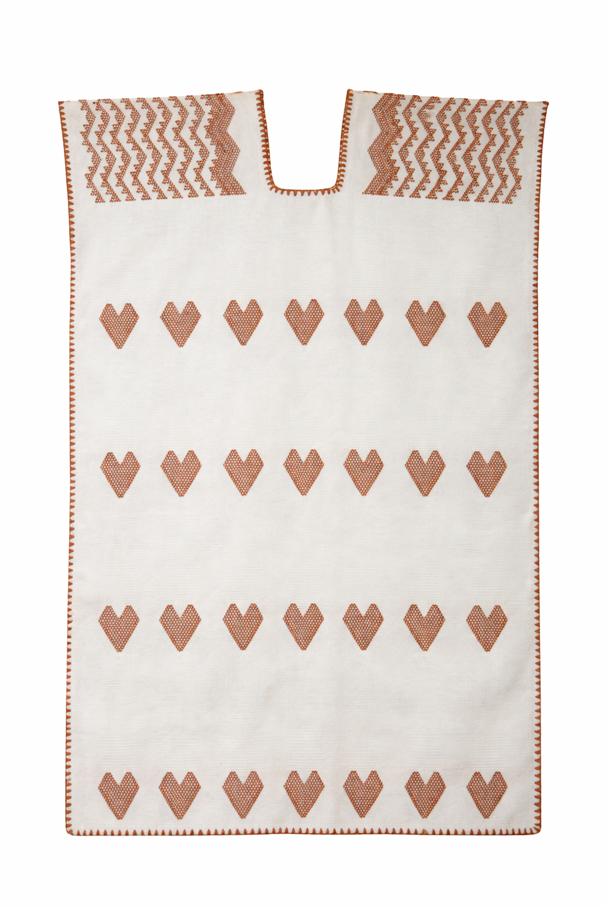 Ahida Correale Número 51 Mini kaftan in tan / ivory — handwoven cotton by artisans in San Juan Colorado, Oaxaca