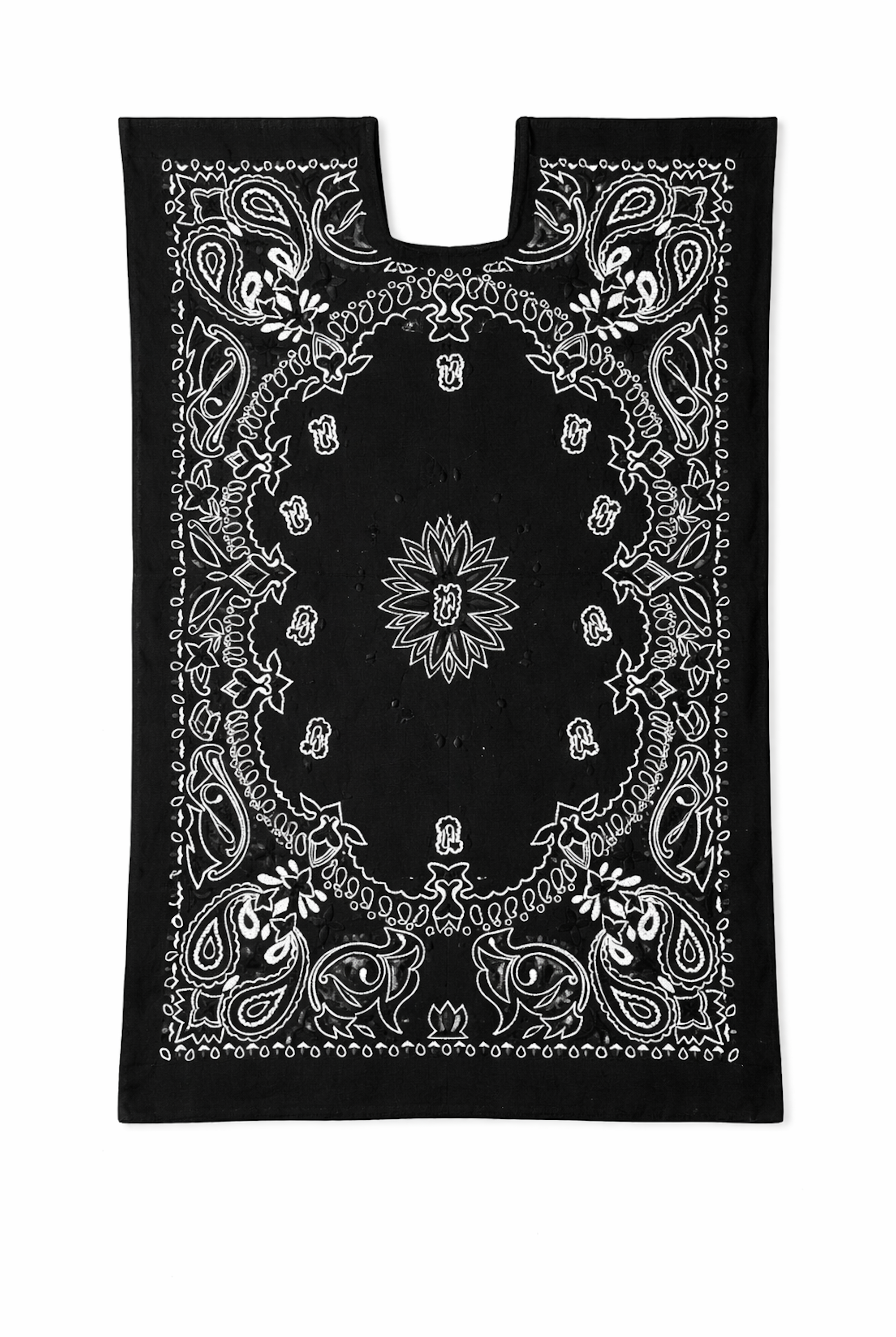 Ahida Correale Número 6 Mini kaftan in Black & Ivory — handwoven cotton by artisans in San Juan Colorado, Oaxaca