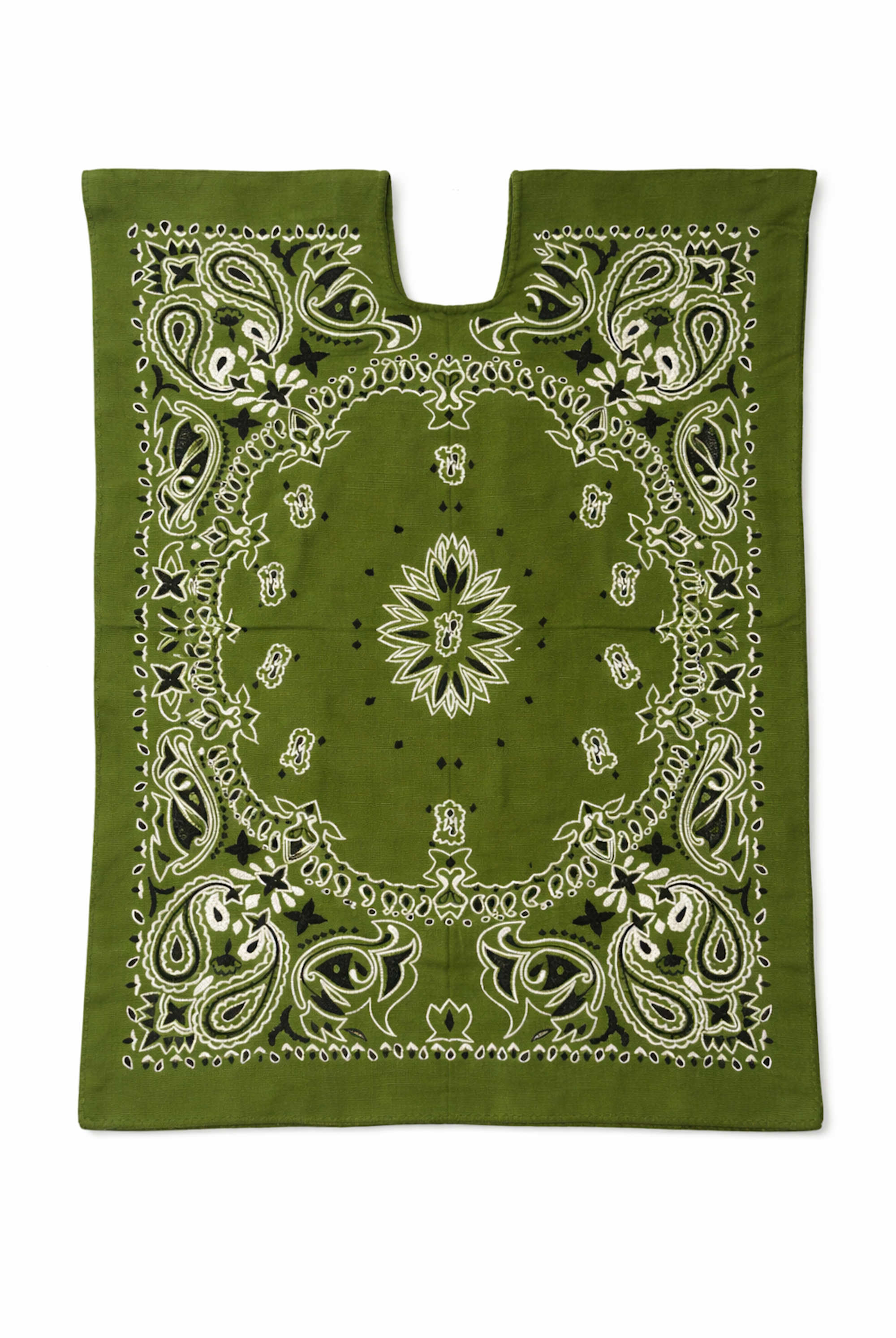 Ahida Correale Número 7 Mini kaftan in Olive Green — handwoven cotton by artisans in San Juan Colorado, Oaxaca