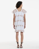 Ahida Correale Número 51 Mini kaftan in tan / ivory — handwoven cotton by artisans in San Juan Colorado, Oaxaca