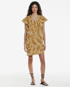 Ahida Correale Número 10 Mini kaftan in mustard / tan — handwoven cotton by artisans in San Juan Colorado, Oaxaca