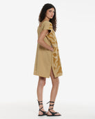Ahida Correale Número 10 Mini kaftan in mustard / tan — handwoven cotton by artisans in San Juan Colorado, Oaxaca