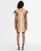 Ahida Correale Número 12 Mini kaftan in coral / amber / cocoa — handwoven cotton by artisans in San Juan Colorado, Oaxaca