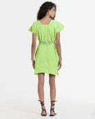 Ahida Correale Número 5 Mini kaftan in Neon Green — handwoven cotton by artisans in San Juan Colorado, Oaxaca