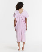 Ahida Correale Número 32 Midi kaftan in rose / ivory — handwoven cotton by artisans in San Juan Colorado, Oaxaca