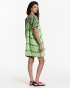 Ahida Correale Número 14 Mini kaftan in chartreuse / black — handwoven cotton by artisans in San Juan Colorado, Oaxaca