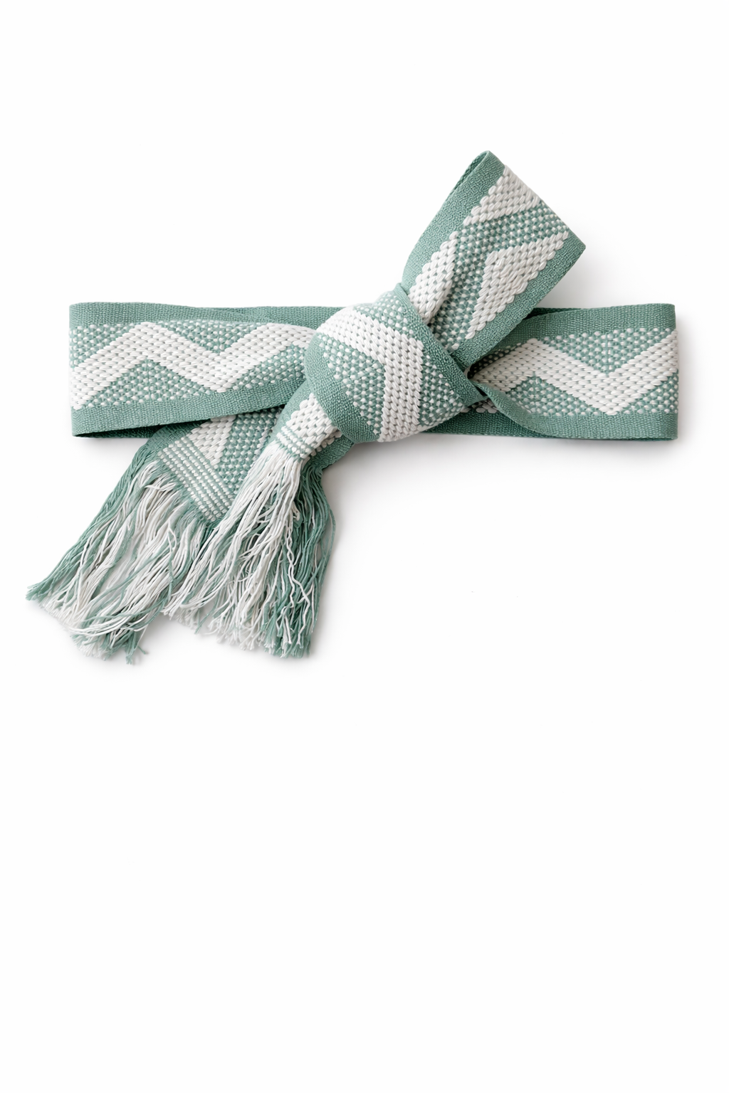 Ahida Correale Cinto 14 belt in seafoam & ivory — handwoven cotton by artisans in San Juan Colorado, Oaxaca