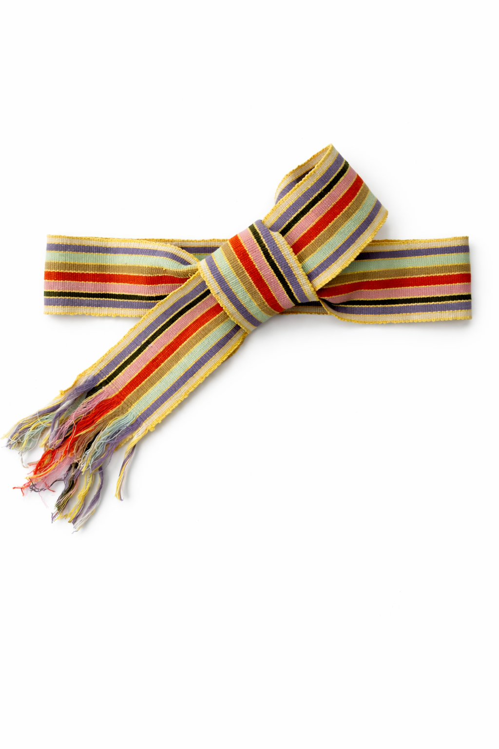 Ahida Correale Cinto 4 belt in multi-color earth stripe — handwoven cotton by artisans in San Juan Colorado, Oaxaca