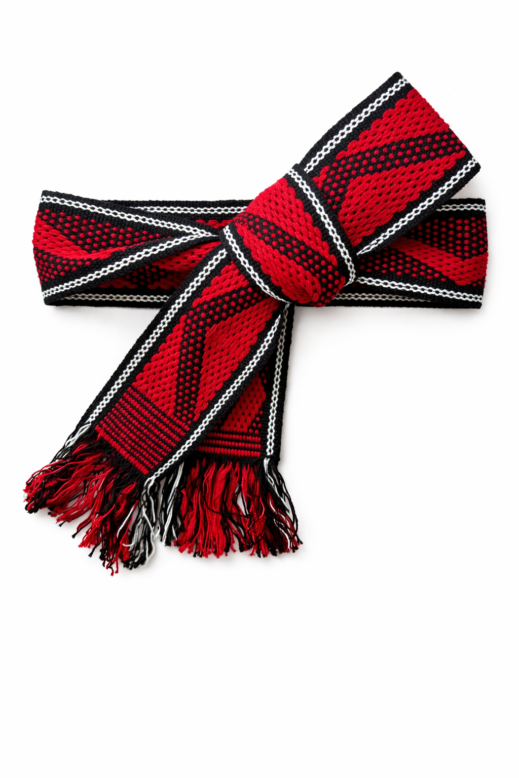 Ahida Correale Cinto 18 belt in crimson & black — handwoven cotton by artisans in San Juan Colorado, Oaxaca