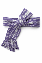 Ahida Correale Cinto 2 belt in lavender & ivory — handwoven cotton by artisans in San Juan Colorado, Oaxaca