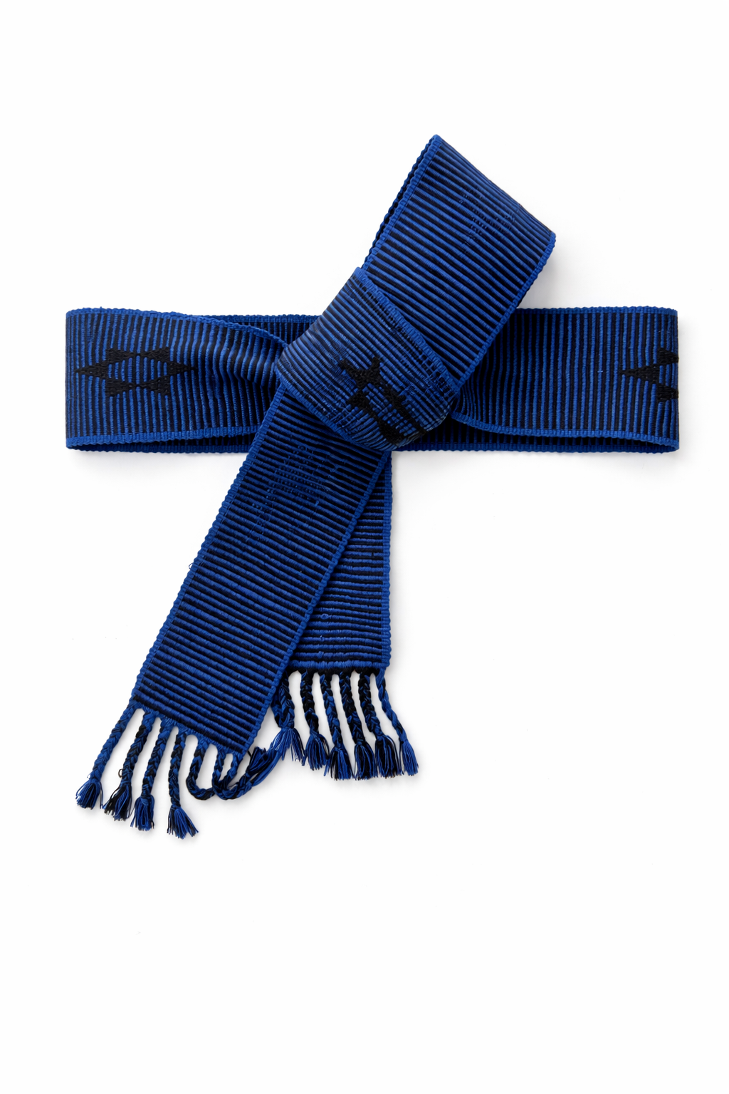 Ahida Correale Cinto 9 belt in cobalt & navy — handwoven cotton by artisans in San Juan Colorado, Oaxaca