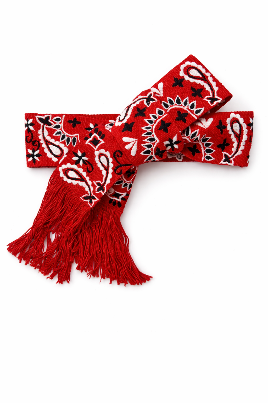 Ahida Correale Cinto 21 belt in red & ivory — handwoven cotton by artisans in San Juan Colorado, Oaxaca