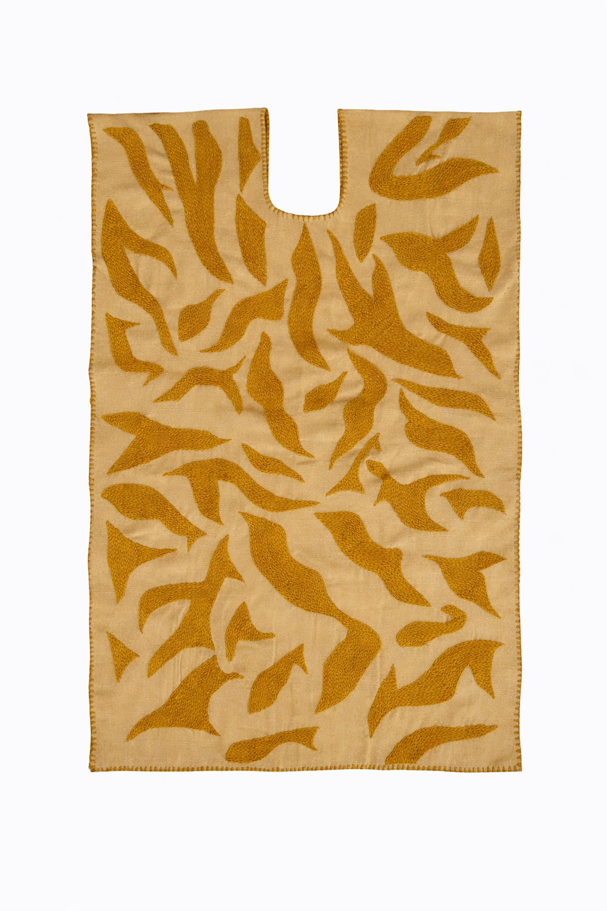 Ahida Correale Número 10 Mini kaftan in mustard / tan — handwoven cotton by artisans in San Juan Colorado, Oaxaca