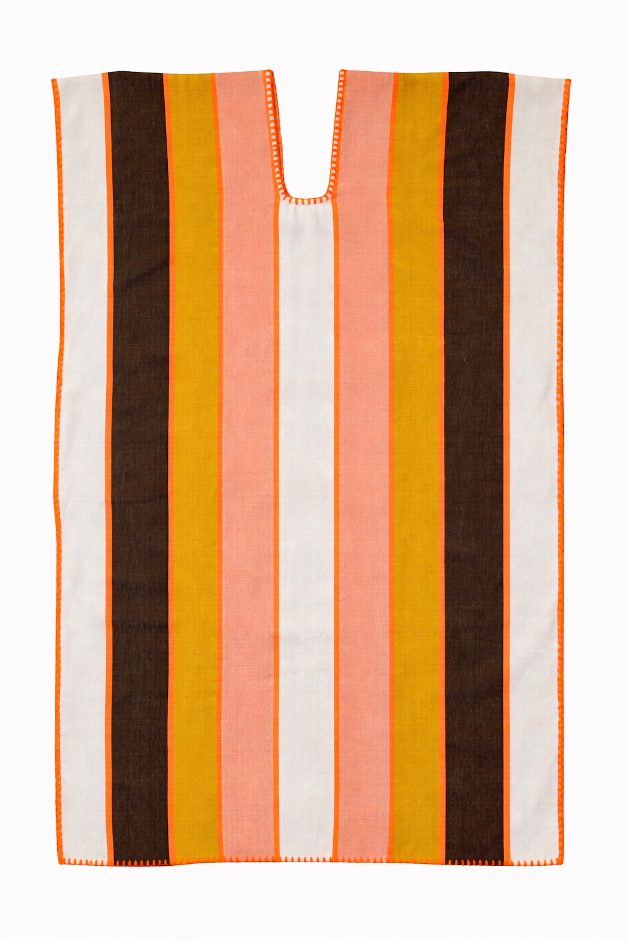 Ahida Correale Número 12 Mini kaftan in coral / amber / cocoa — handwoven cotton by artisans in San Juan Colorado, Oaxaca