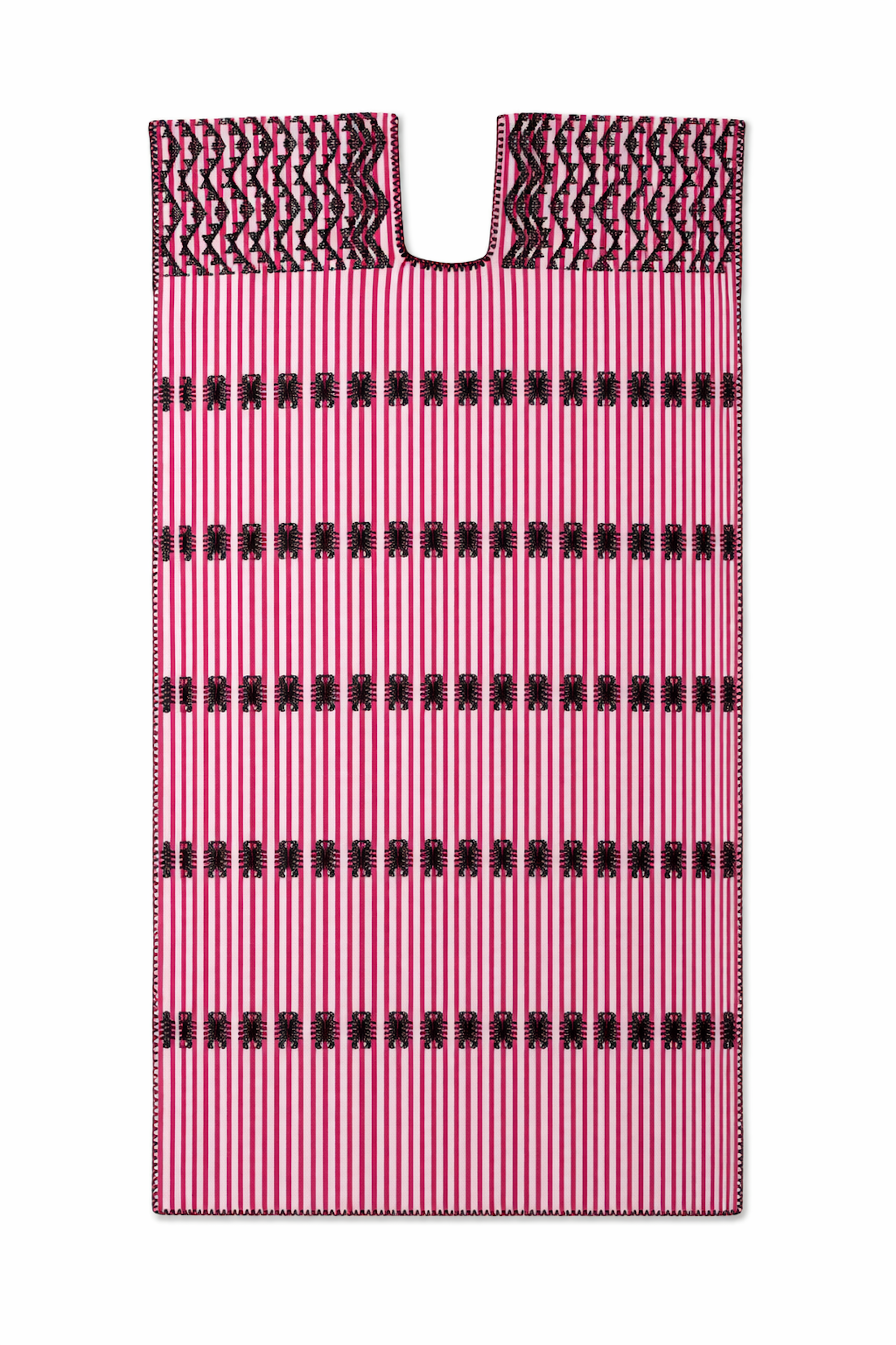 Ahida Correale Número 18 Midi kaftan in Fuchsia & Black — handwoven cotton by artisans in San Juan Colorado, Oaxaca