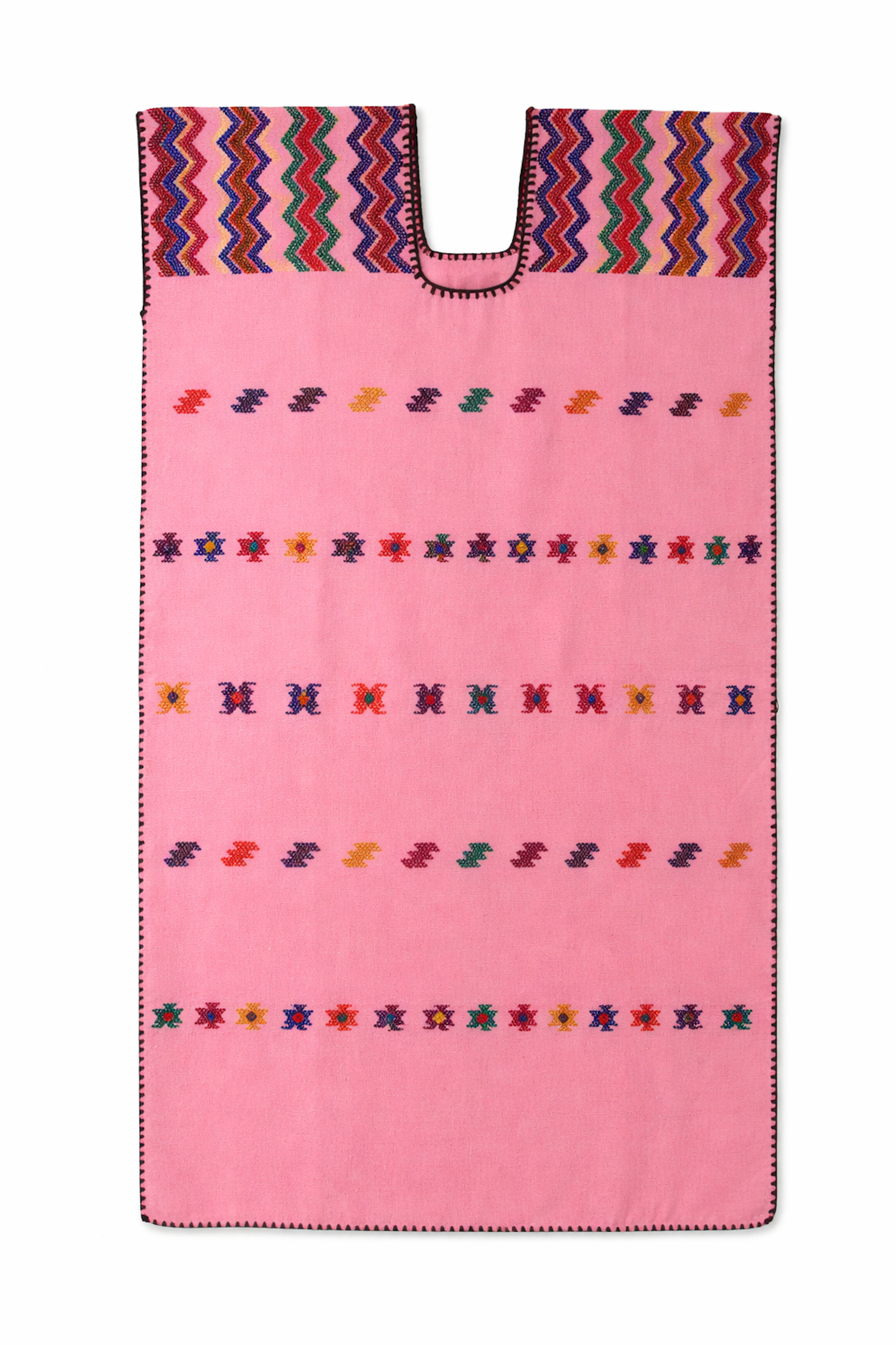 Ahida Correale Número 21 Midi kaftan in rose / multi — handwoven cotton by artisans in San Juan Colorado, Oaxaca