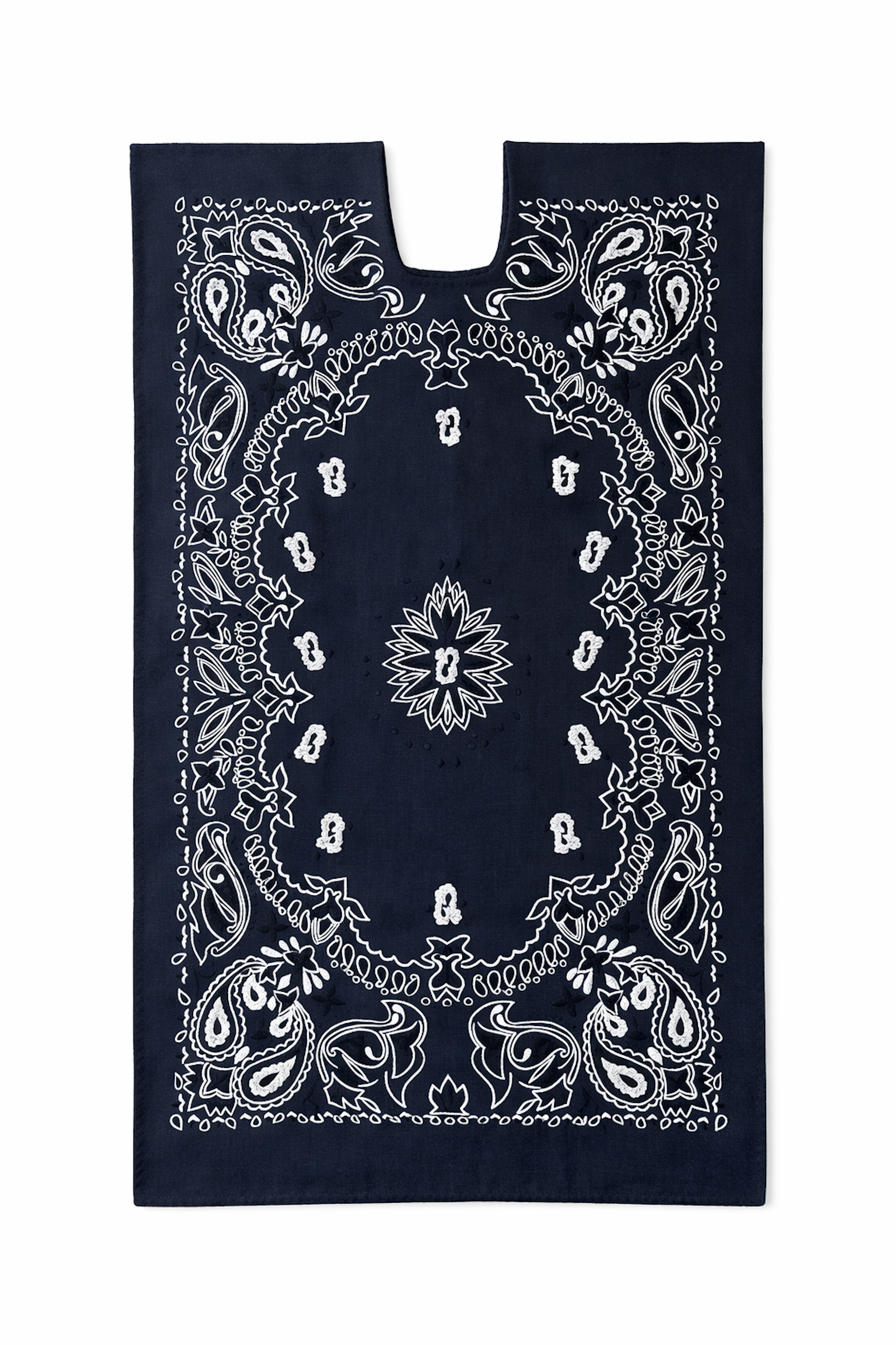 Ahida Correale Número 23 Midi kaftan in Navy & Ivory — handwoven cotton by artisans in San Juan Colorado, Oaxaca