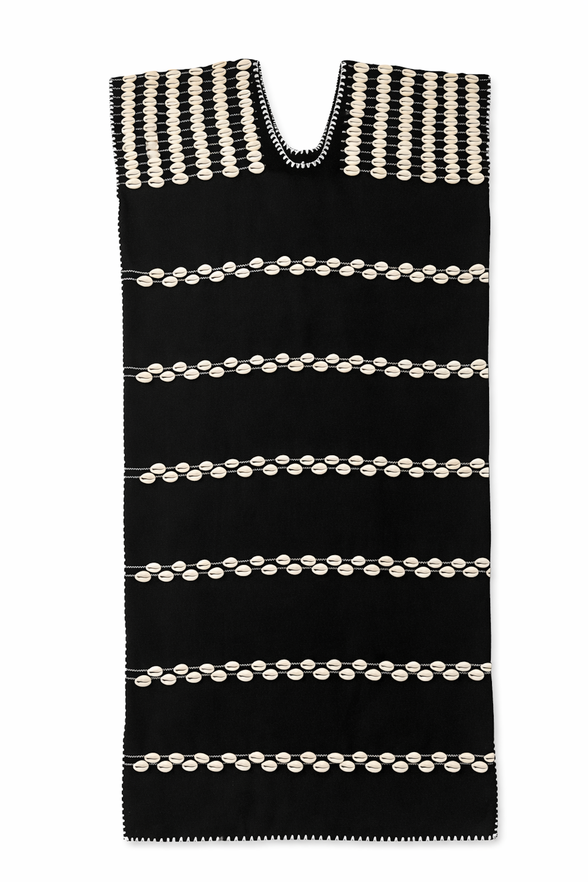 Ahida Correale Número 27 Midi kaftan in Black & Ivory — handwoven cotton by artisans in San Juan Colorado, Oaxaca