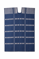 Ahida Correale Número 37 Midi kaftan in Indigo & Ivory — handwoven cotton by artisans in San Juan Colorado, Oaxaca