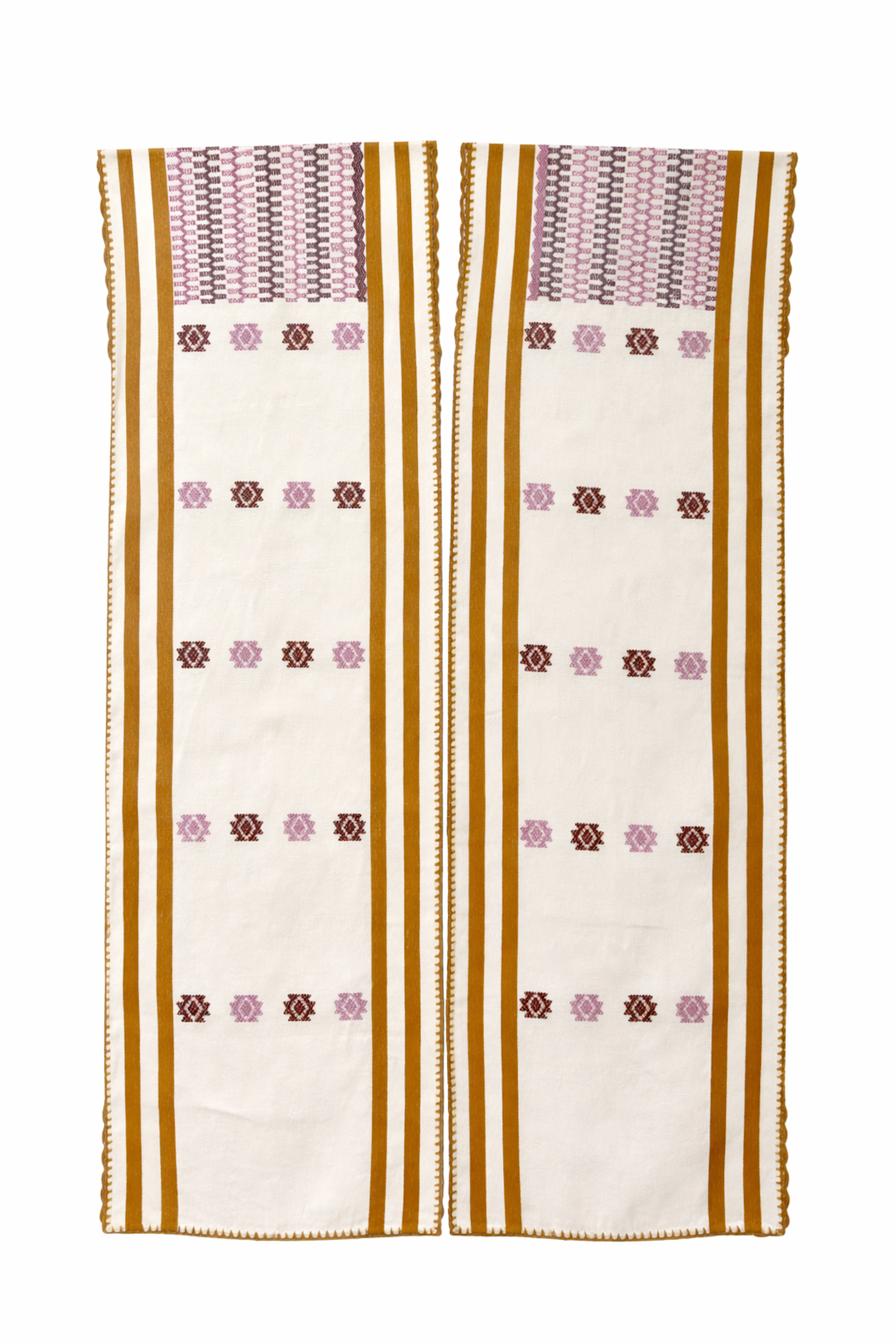 Ahida Correale Número 45 Maxi kaftan in Cream & Ochre — handwoven cotton by artisans in San Juan Colorado, Oaxaca