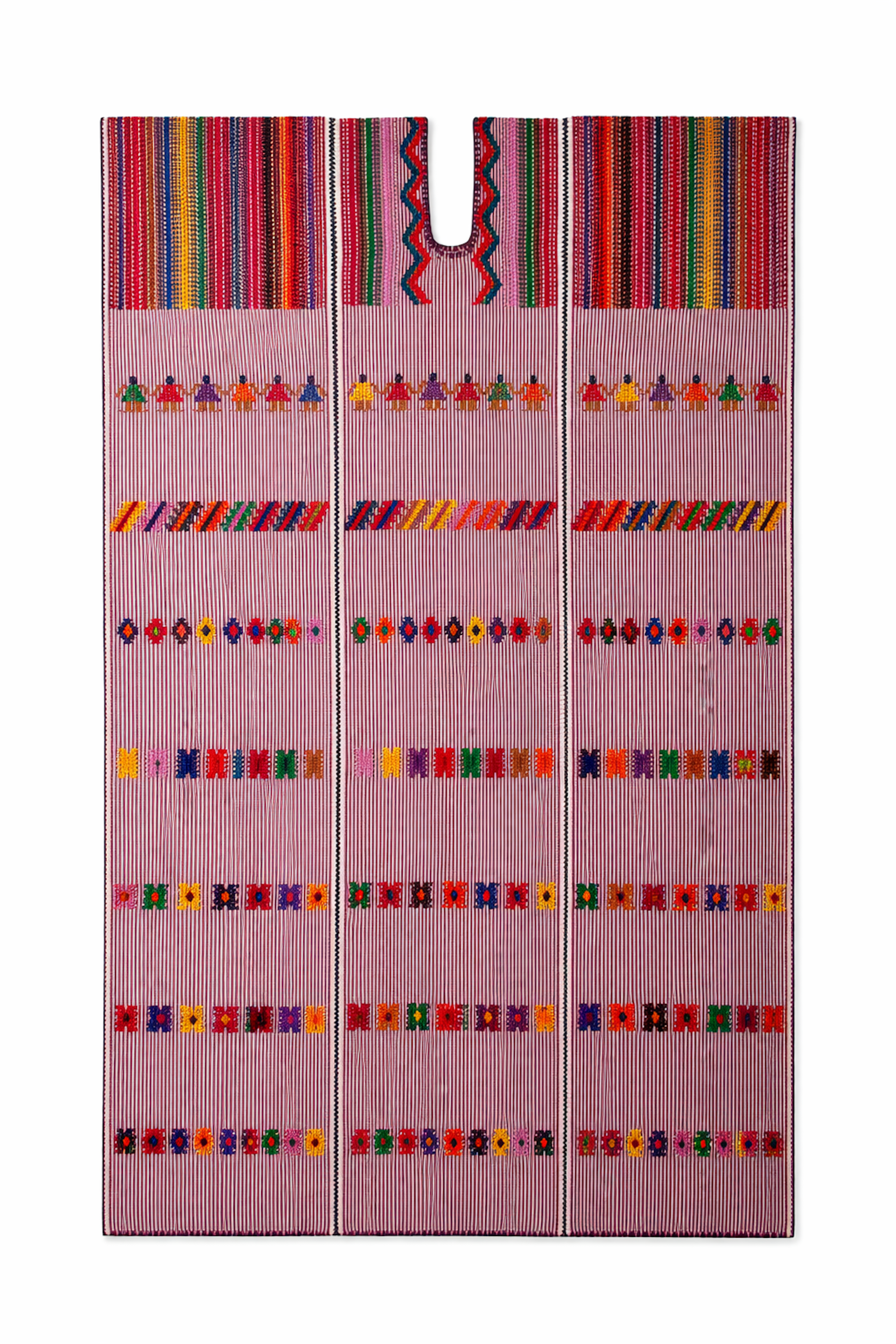 Ahida Correale Número 46 Maxi kaftan in red stripe / multi — handwoven cotton by artisans in San Juan Colorado, Oaxaca