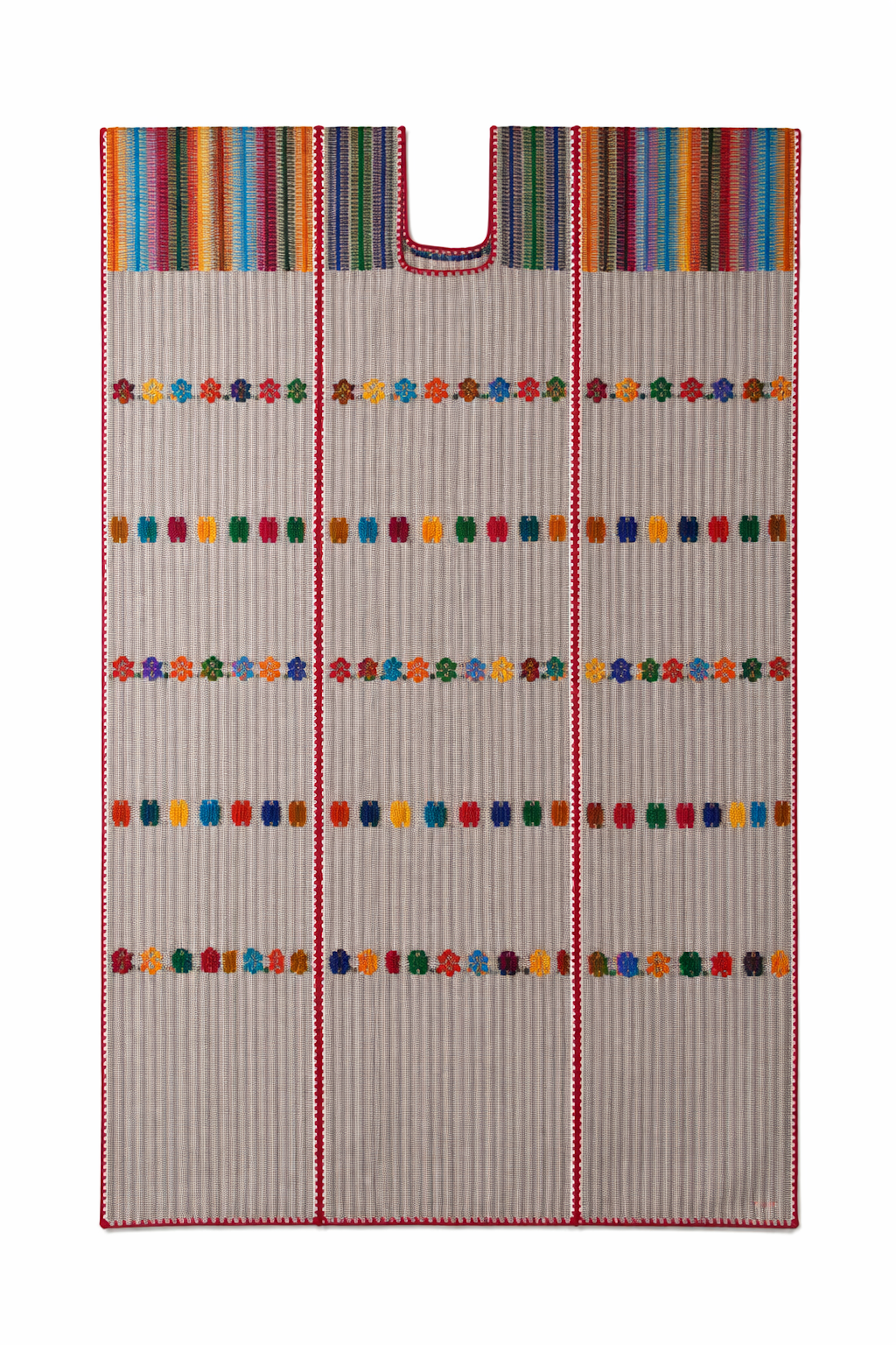 Ahida Correale Número 47 Maxi kaftan in rainbow / multi — handwoven cotton by artisans in San Juan Colorado, Oaxaca