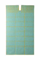 Ahida Correale Número 50 Maxi kaftan in aqua / citron — handwoven cotton by artisans in San Juan Colorado, Oaxaca