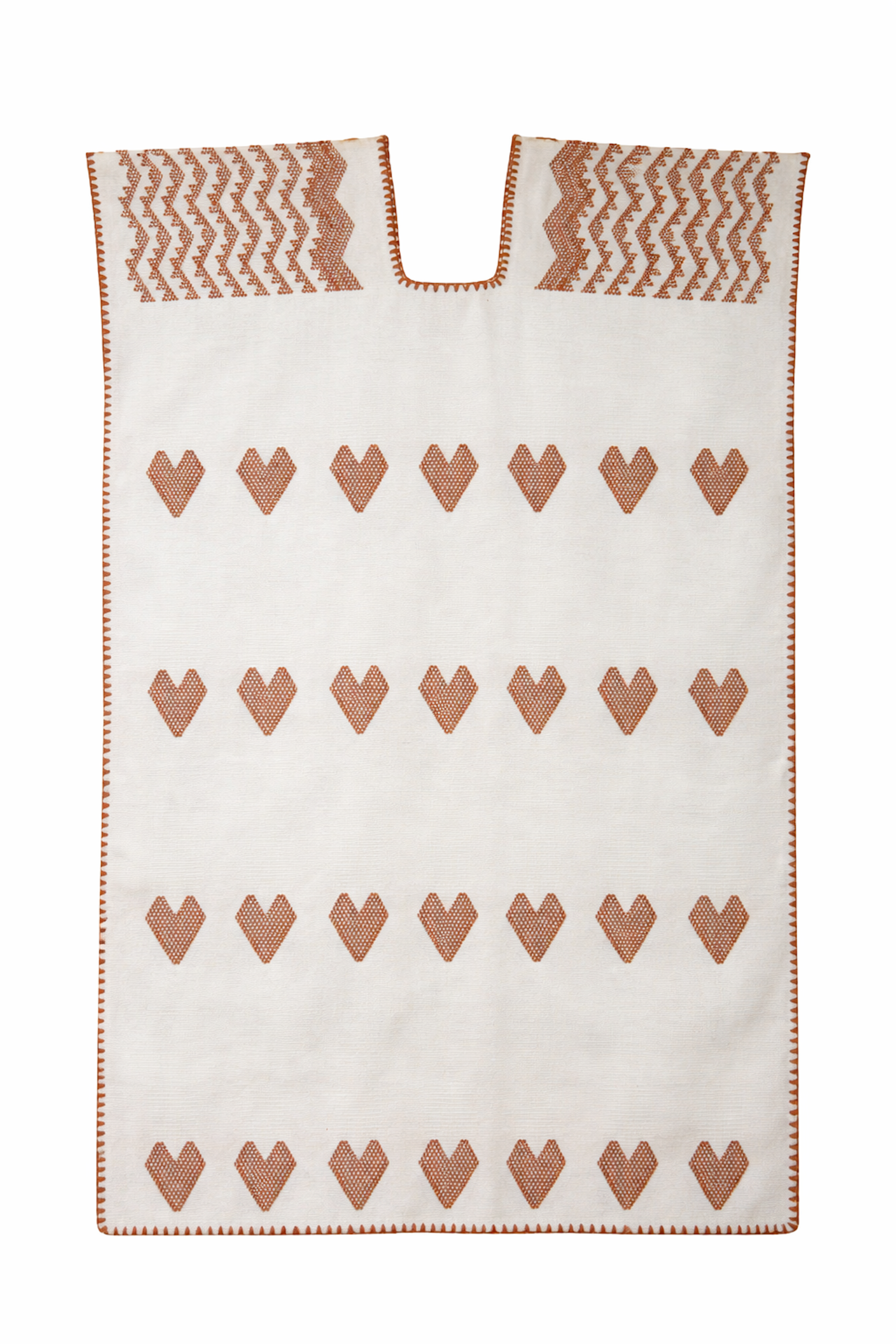 Ahida Correale Número 51 Mini kaftan in tan / ivory — handwoven cotton by artisans in San Juan Colorado, Oaxaca