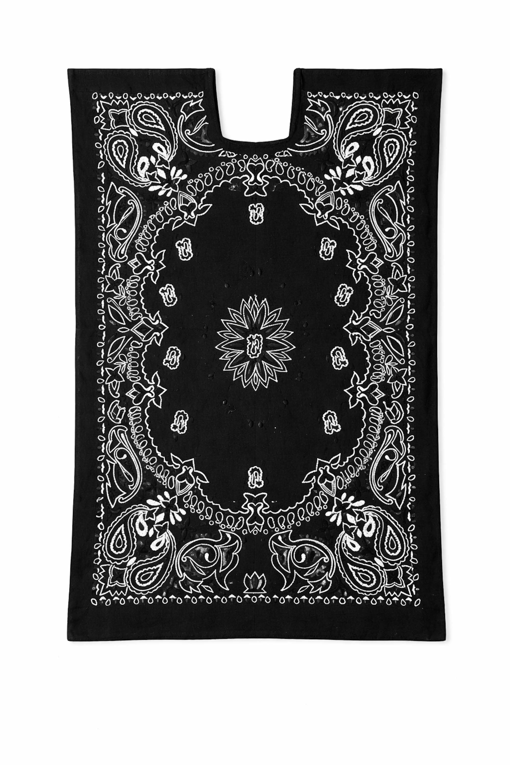 Ahida Correale Número 6 Mini kaftan in Black & Ivory — handwoven cotton by artisans in San Juan Colorado, Oaxaca