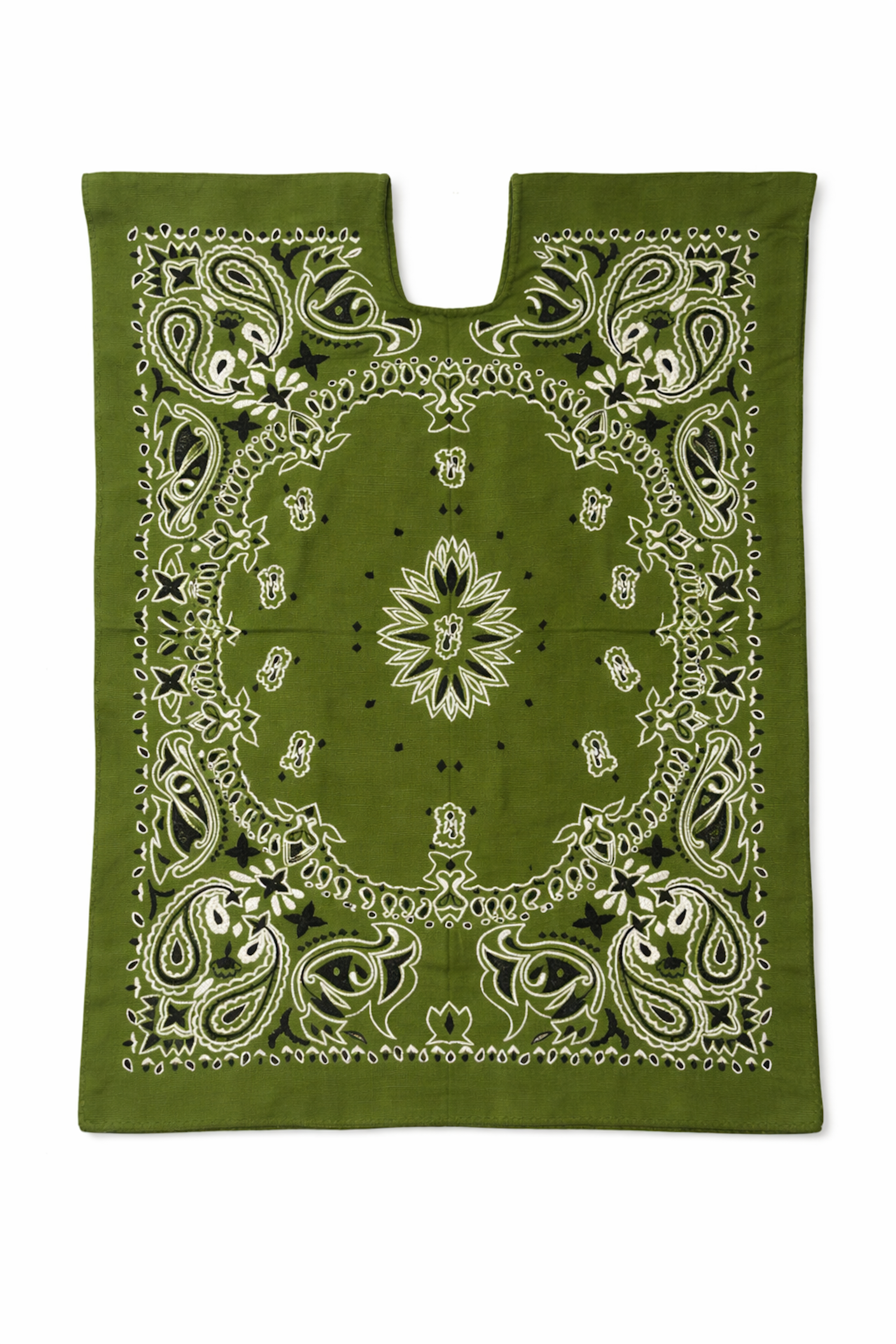 Ahida Correale Número 7 Mini kaftan in Olive Green — handwoven cotton by artisans in San Juan Colorado, Oaxaca